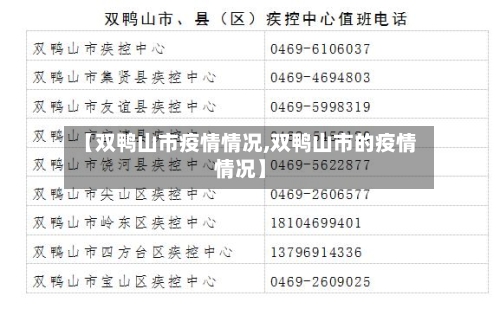 【双鸭山市疫情情况,双鸭山市的疫情情况】
